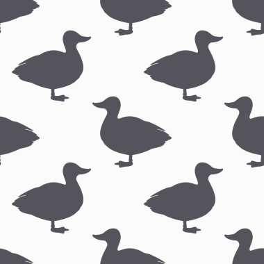Çiftlik kuş siluet seamless modeli. Ördek eti