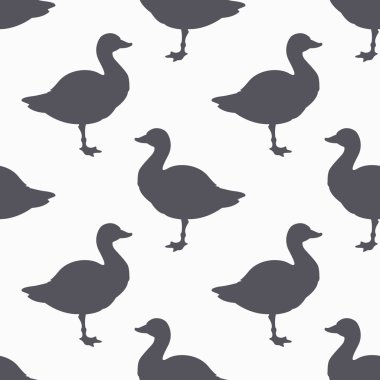 Çiftlik kuş siluet seamless modeli. Kaz eti