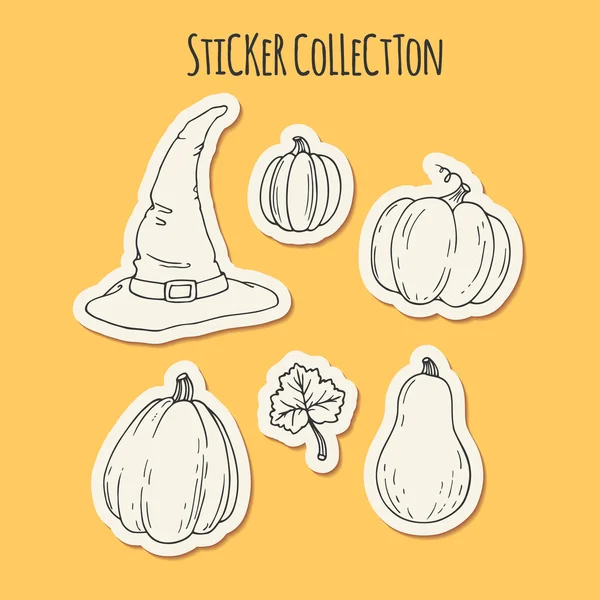 Colección de calcomanías halloween dibujado a mano — Vector de stock