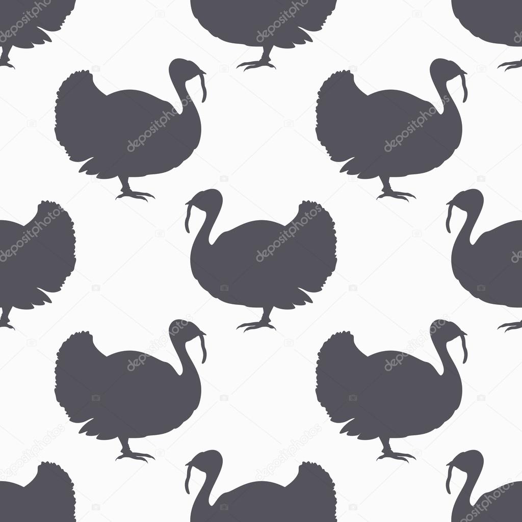 Farm bird silhouette seamless pattern. Turkey meat