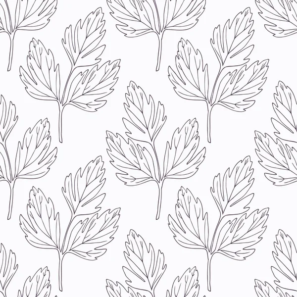 Hand drawn lovage branch outline seamless pattern — 스톡 벡터