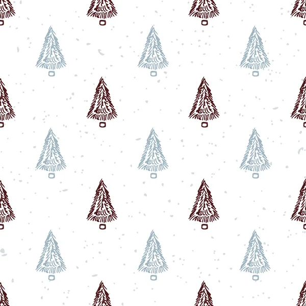 Seamless pattern with hand drawn christmas tree. Doodle holiday background — Wektor stockowy
