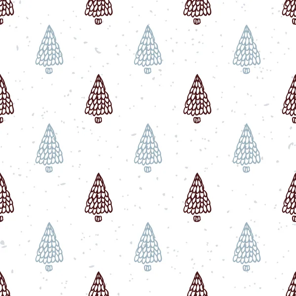 Seamless pattern with hand drawn christmas tree. Doodle holiday background — Stok Vektör