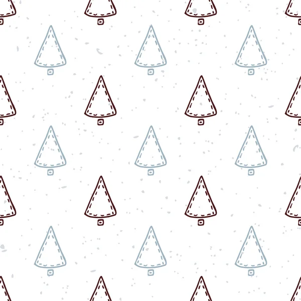 Nahtloses Muster mit handgezeichnetem Weihnachtsbaum. Doodle-Urlaub Hintergrund — Stockvektor