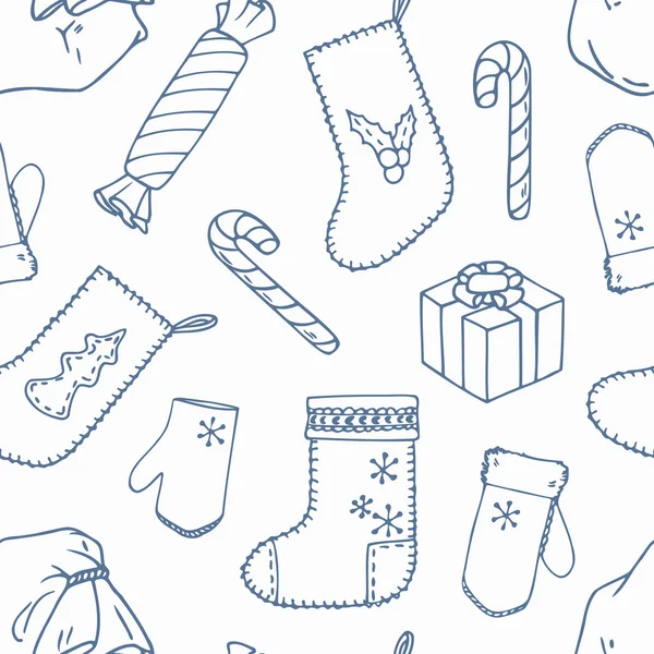 Weihnachtsdekoration umreißt nahtloses Muster. frostigen dekorativen Hintergrund — Stockvektor