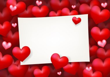 Blank Note Paper Card Surrounded by Red Heart Shape