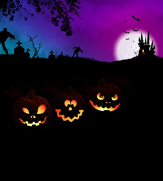Happy Halloween Scary Night Party Concept with Pumpkins — Stock Photo, Image