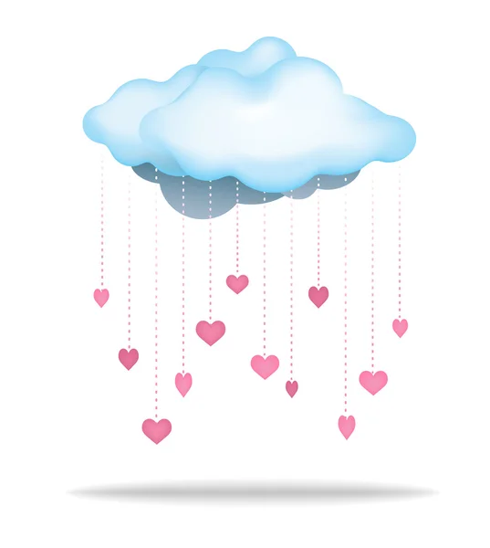Lycklig kärlek molnet med hjärta form regn — Stockfoto