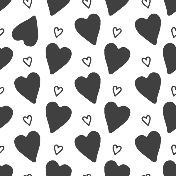 Vector seamless pattern hearts. The doodle style. — Stock Vector