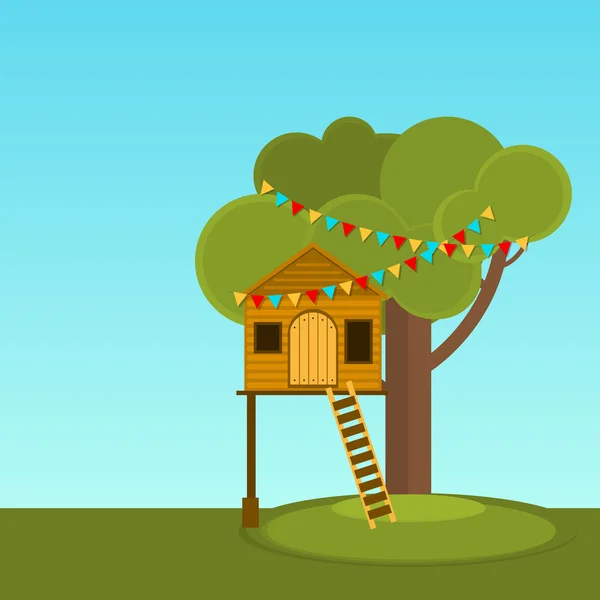 Tree House children's games. Playhouse on the tree. Secret place. — Stock Vector