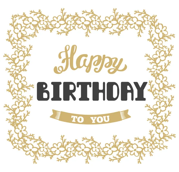 Feliz Cumpleaños. Tarjeta de felicitación vectorial. Letras manuales . — Vector de stock