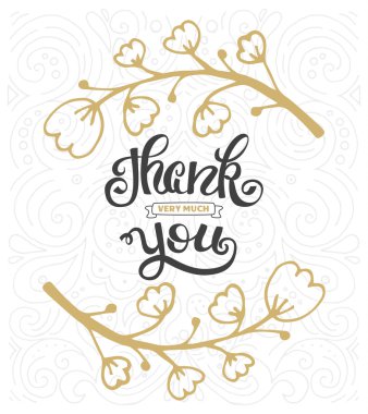 Teşekkür ederiz. El işareti bir kart için yazı. Şablon Şükran günü kartları, Hat sanatı.