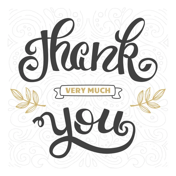 Thank you. Hand lettering sign for a card. Template thanksgiving cards, calligraphy. — Stock Vector