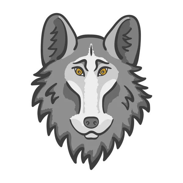 La mascota cabeza de lobo. Buen lobo de dibujos animados — Vector de stock