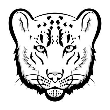 Kar leoparı logo maskotu. Kar leoparı baş izole vektör çizim