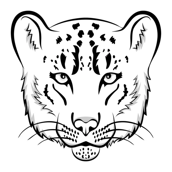 Nieve leopardo logotipo de la mascota. Ilustración vectorial aislada cabeza leopardo nieve — Vector de stock