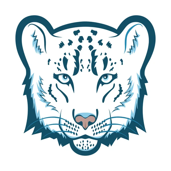 Nieve leopardo logotipo de la mascota. Ilustración vectorial aislada cabeza leopardo nieve — Vector de stock