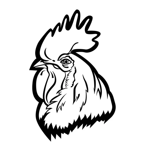 Mascotte con logo Rooster. Illustrazione vettoriale della testa di gallo isolata . — Vettoriale Stock