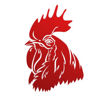 Horozu logosu maskotu. Horoz baş vektör illüstrasyon izole.