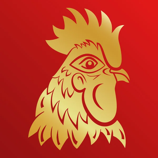 Mascotte con logo Rooster. gallo testa vettore illustrazione foglio . — Vettoriale Stock