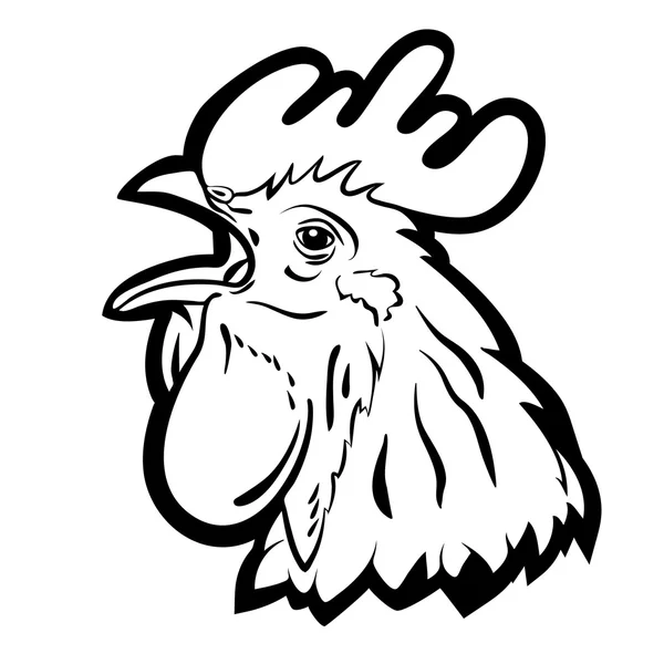 Mascota del logotipo del gallo. Ilustración aislada del vector de cabeza de gallo . — Vector de stock