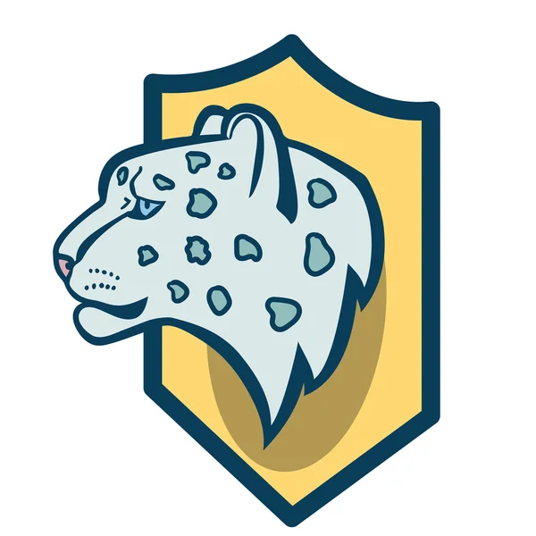 La cabeza del perfil del escudo de armas de leopardo de la nieve . — Vector de stock