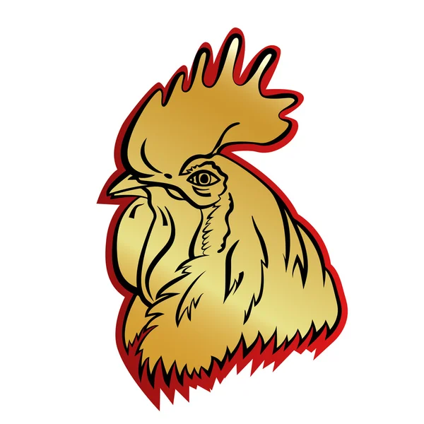 Mascotte con logo Rooster. gallo testa vettore illustrazione foglio . — Vettoriale Stock