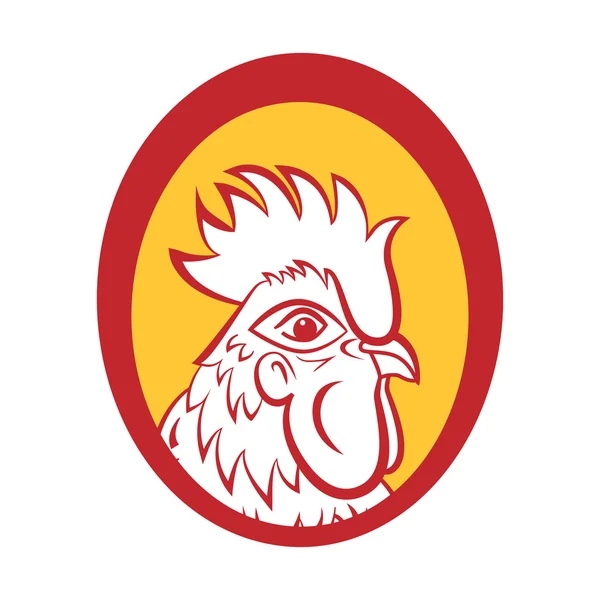 Mascotte con logo Rooster. Illustrazione vettoriale della testa di gallo isolata . — Vettoriale Stock