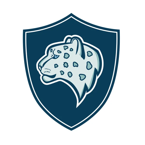 La cabeza del perfil del escudo de armas de leopardo de la nieve . — Vector de stock
