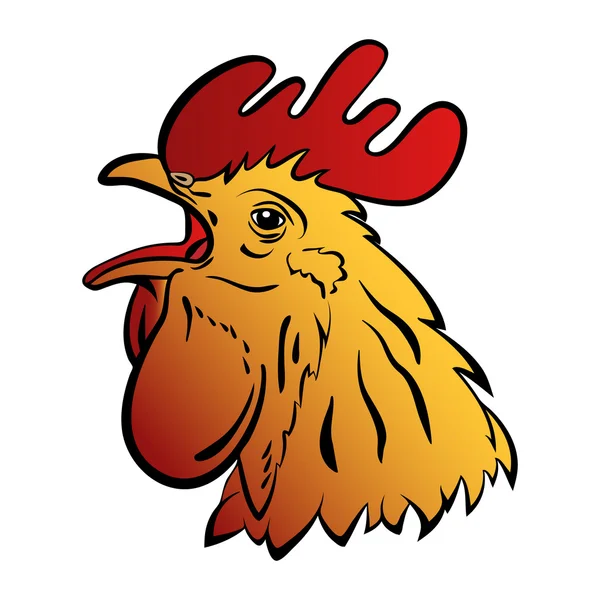 Mascota del logotipo del gallo. Ilustración aislada del vector de cabeza de gallo . — Vector de stock