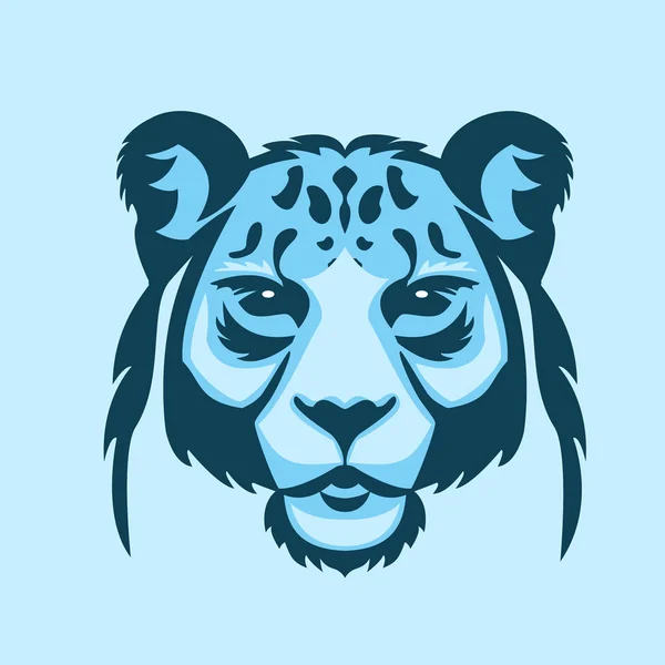 Nieve leopardo logotipo de la mascota. Ilustración vectorial aislada cabeza leopardo nieve — Vector de stock