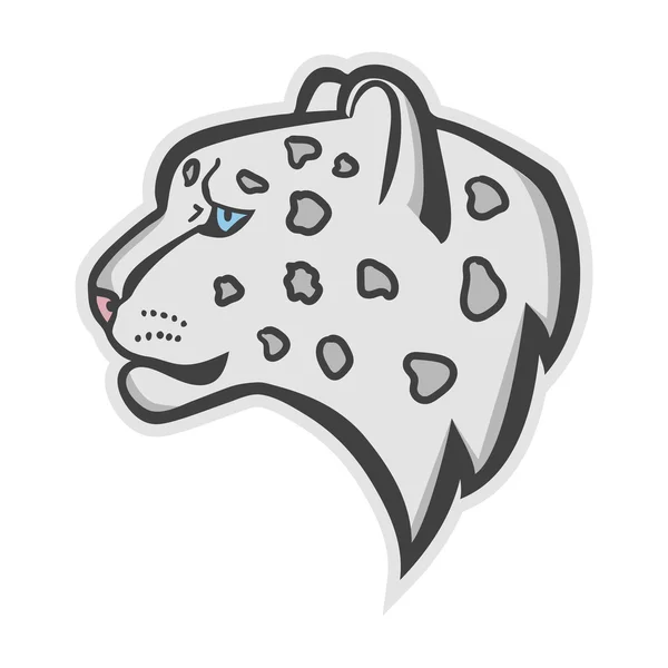 Nieve leopardo logotipo de la mascota. Ilustración vectorial aislada cabeza leopardo nieve — Vector de stock