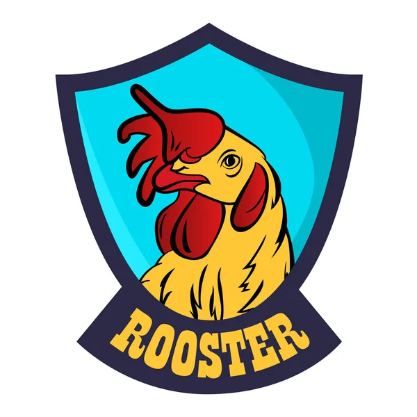 Mascotte con logo Rooster. Illustrazione vettoriale della testa di gallo isolata . — Vettoriale Stock