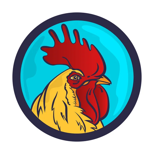 Mascotte con logo Rooster. Illustrazione vettoriale della testa di gallo isolata . — Vettoriale Stock