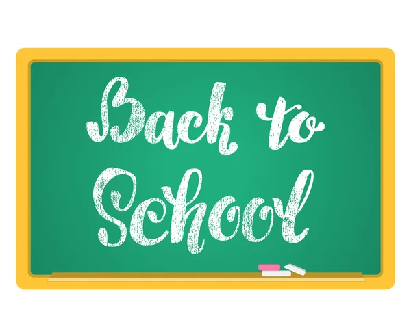 Back to School Chalkboard Background. Hand lettering inscription in chalk on a blackboard. — Stock Vector