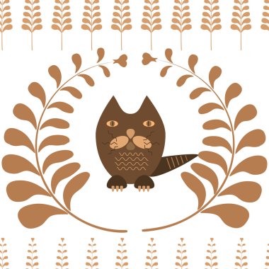 Dikişsiz desen kedi peri ormanda