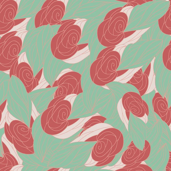 Motif sans couture doodle avec pétales de rose — Image vectorielle