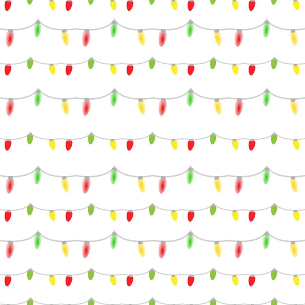 Motif sans couture d'ampoules colorées guirlandes — Image vectorielle