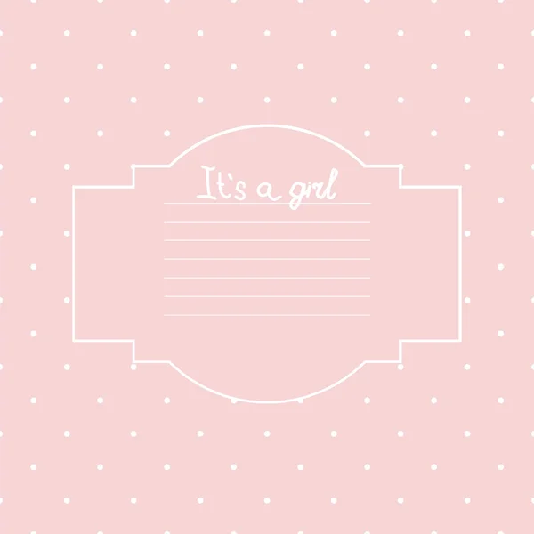 Baby girl shower card. Arrival card with place for your text. — Stock Vector