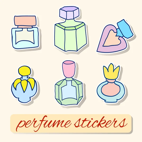 Conjunto de imágenes vectoriales de etiquetas de botellas de perfume — Vector de stock