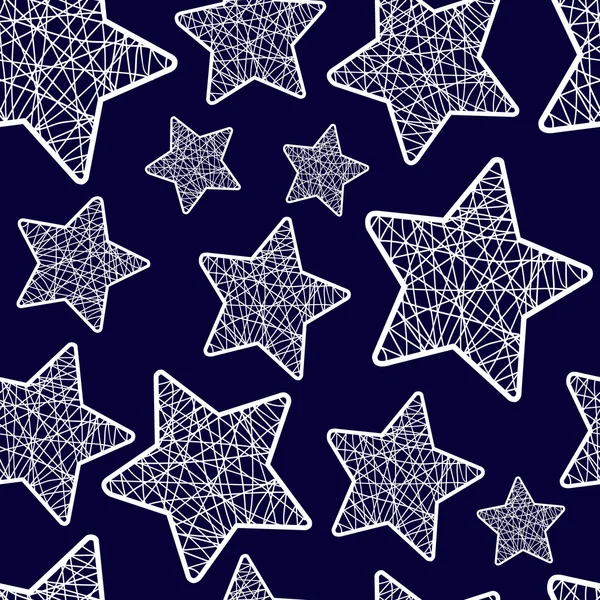 Nahtlose Muster Weihnachten fünfzackigen Sternen des Fadens auf einem dunklen Hintergrund — Stockvektor