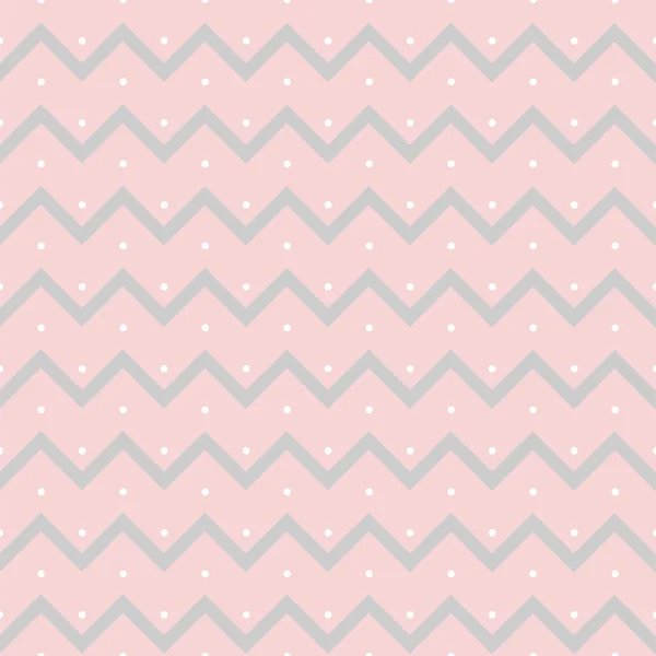 Eamless pattern kleine Punkte, grauer Zickzack auf rosa Hintergrund — Stockvektor