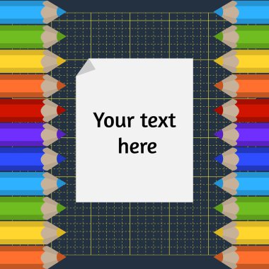 kesme mat ve renkli kalemler sınır arka plan. Metniniz için yer.