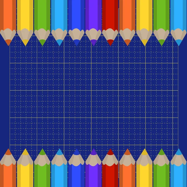 Fond du tapis de découpe et bordure des crayons de couleur. Place pour votre texte . — Image vectorielle