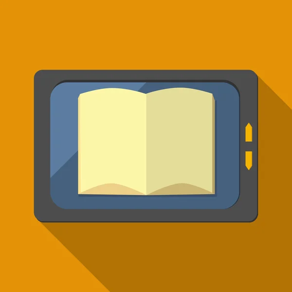 Icon e-book, a tablet, an open book in flat design with long shadow — Stock Vector