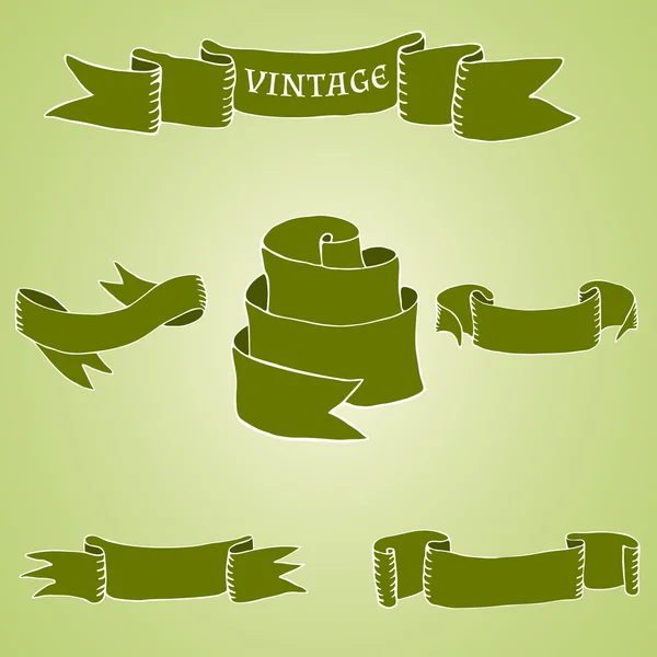 Set of vintage ribbons and banners — Stock Vector