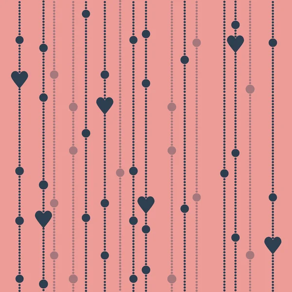 Seamless mönster krans av pärlor och hjärtan — Stock vektor