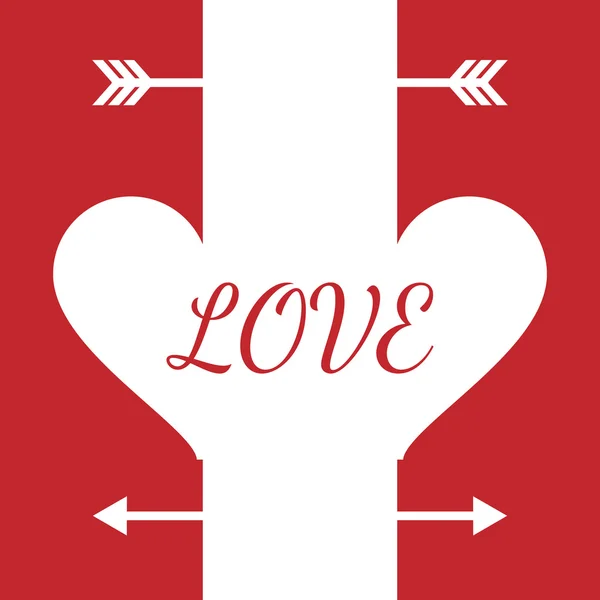 Wenskaart voor Valentijnsdag, hart, pijlen — Stockvector