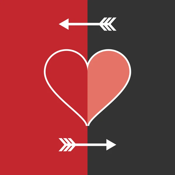 Přání na Valentýna, srdce, šipky — Stockový vektor