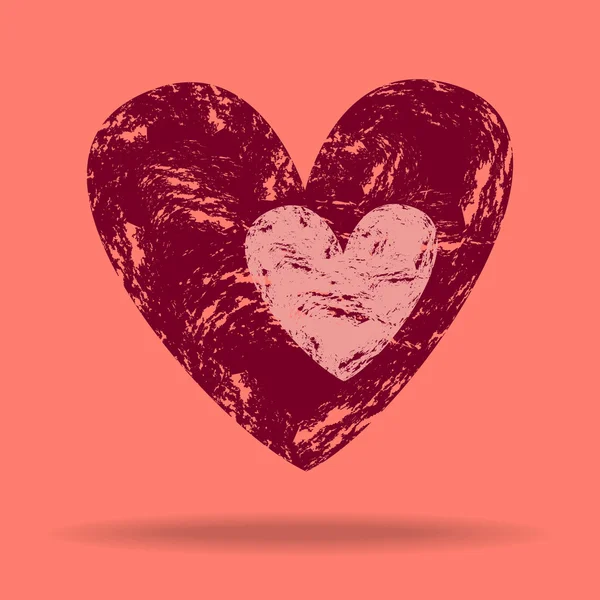 Illustration av två grungy hjärta hängande i luften — Stock vektor